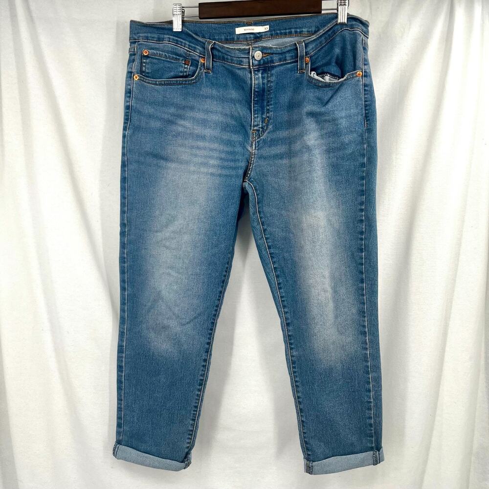 Levi Strauss Jeans Signature 33 Blue Capri Mid Rise Boyfriend Tapered Denim